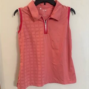 Adidas Women’s M Pink Golf ClimaCool Tank Muscle Shirt 1/4 Zip Geometric Print